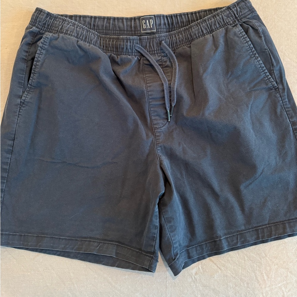 Men’s 7” Easy Shorts with elastic waist from The Gap. Color is navy